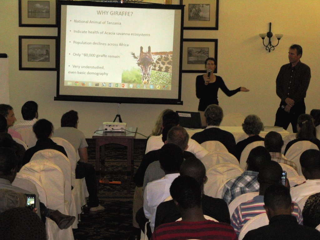 Monica Bond and Derek Lee spoke about giraffe research and conservation to Safari guides, Wild Nature Institute