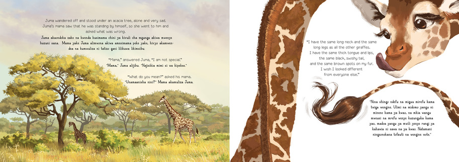 Images from Wild Nature Institute's Juma the Giraffe children's book