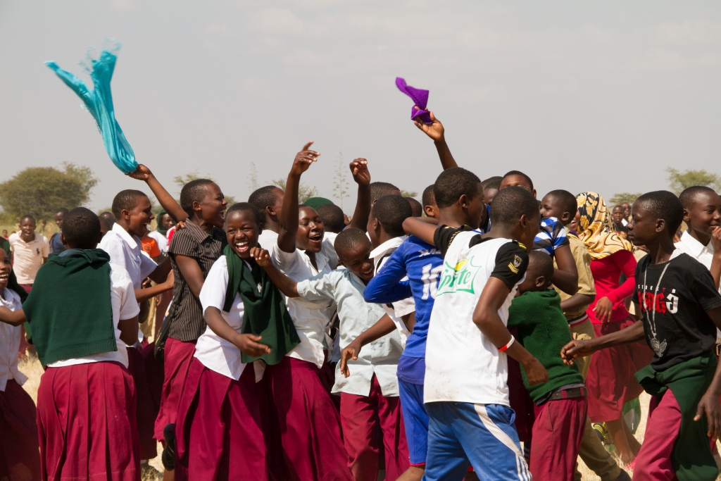 Picture of students at Nkaiti Secondary School celebrating Giraffe Day 2016, Wild Nature Institute